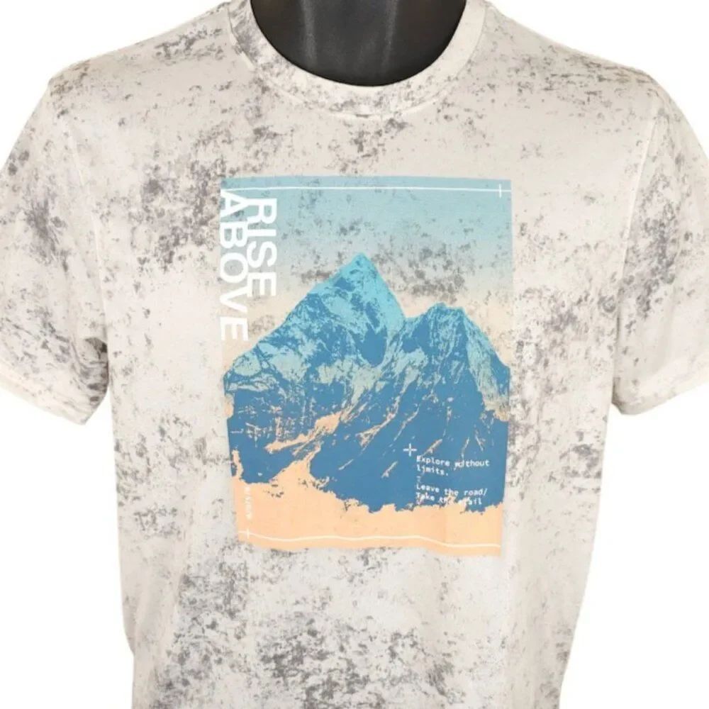 Mountain Climbing T Shirt Mens Size Small Gray Hiking Rise Above Old Navy Active
